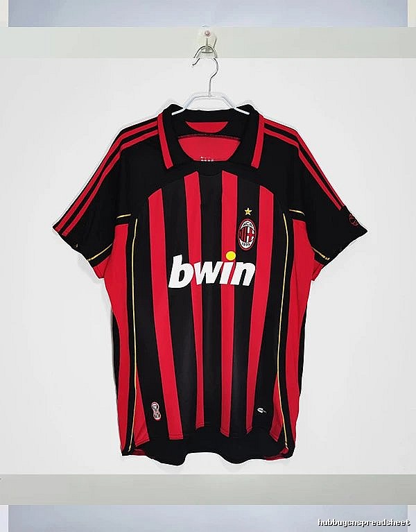 AC Milan Patterned Retro soccer jersey Red Black Striped with Polished Detail