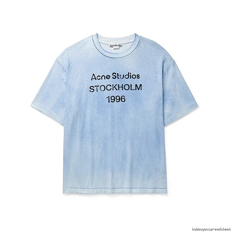 Acne Studios 2090-80 Deep Blue Style Ac908046 Stockholm Logo T-Shirt Casual Layering
