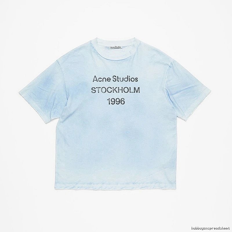 Acne Studios 2090-80 Light Blue Style Ac908046 Stockholm Logo T-Shirt Gift Ready
