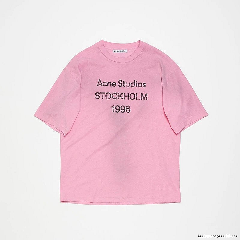 Acne Studios 2090-80 Pink Red Style Ac908026 Stockholm Logo T-Shirt Weekend Wear