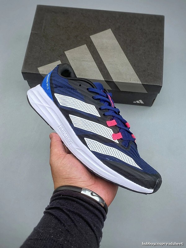 Adidas Navy and White Road Runners with Layered Mesh Upper