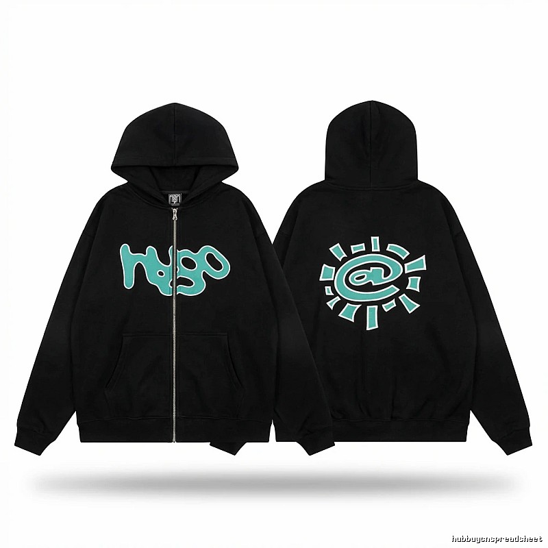 ADWYSD Sun Pattern Black Hoodie
