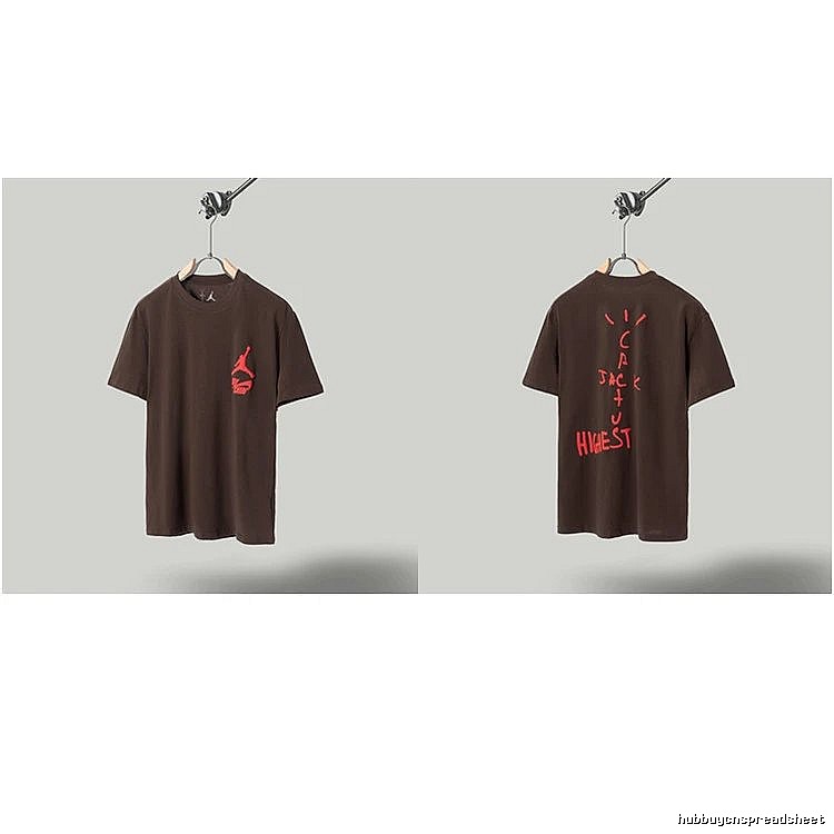 AJ x Travis Scott Co-branded Street Style Brown Short-sleeve T-shirt
