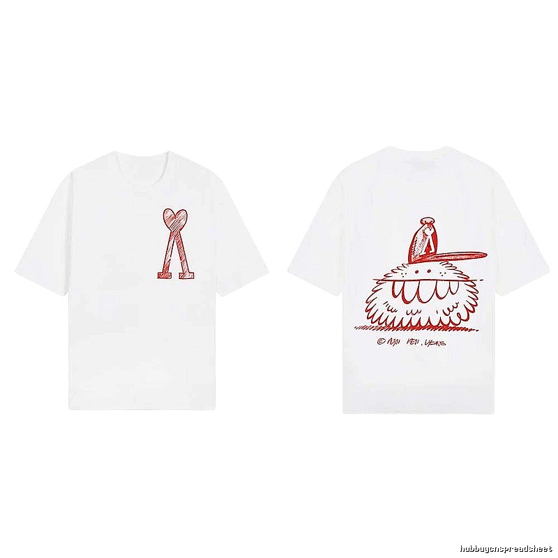 AMI cartoon printed white T-shirt