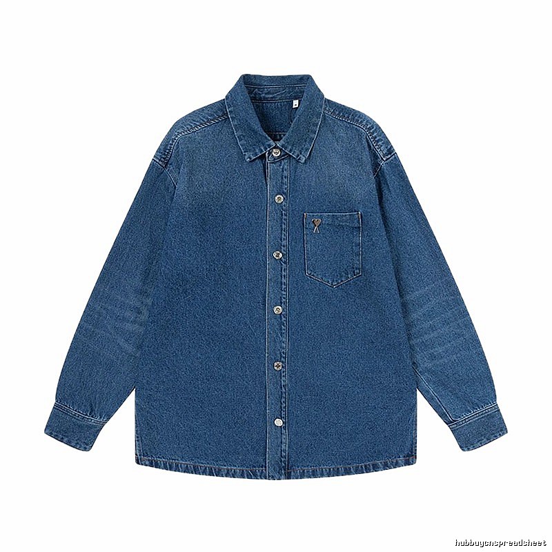 AMI casual style denim blue shirt