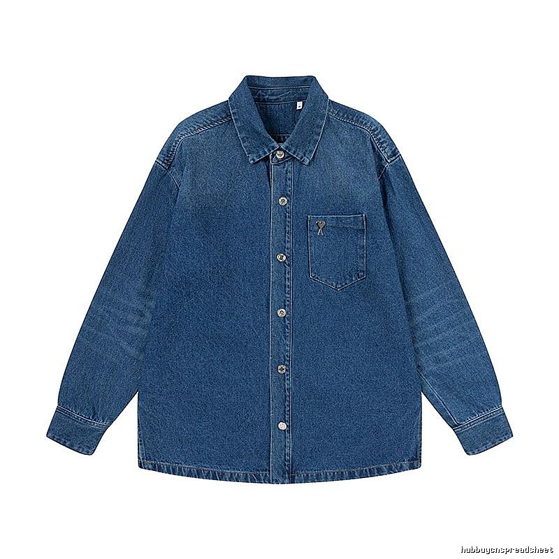 AMI Denim Blue Retro Style Denim Shirt