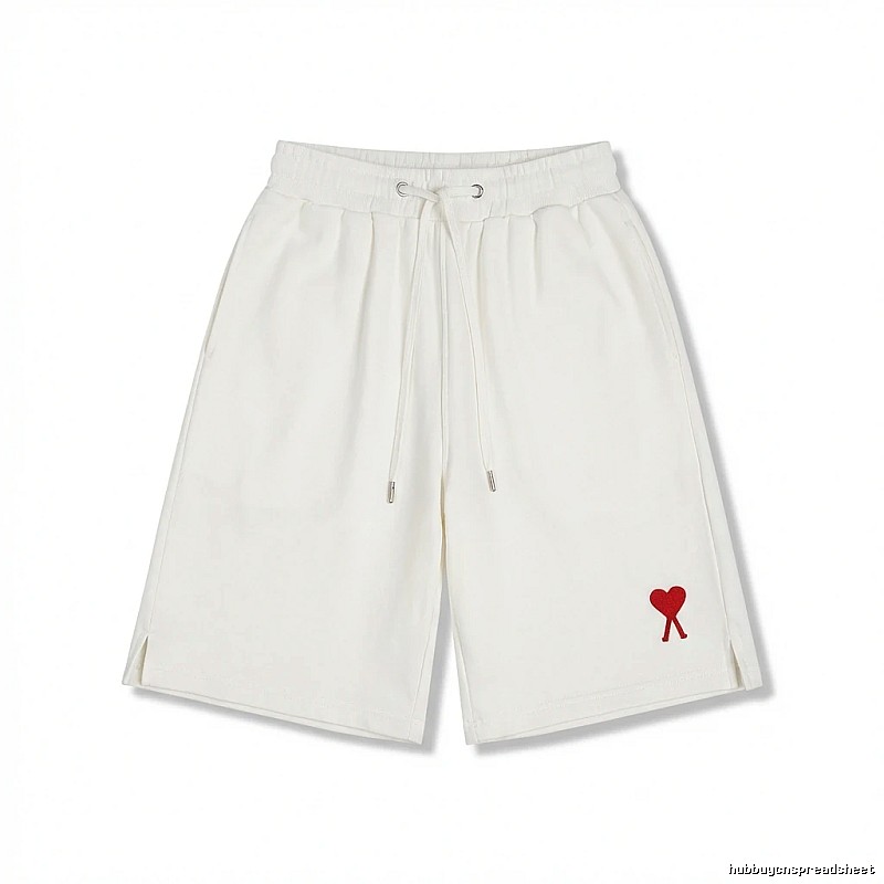 AMI Embroidered Minimalist Style White Shorts