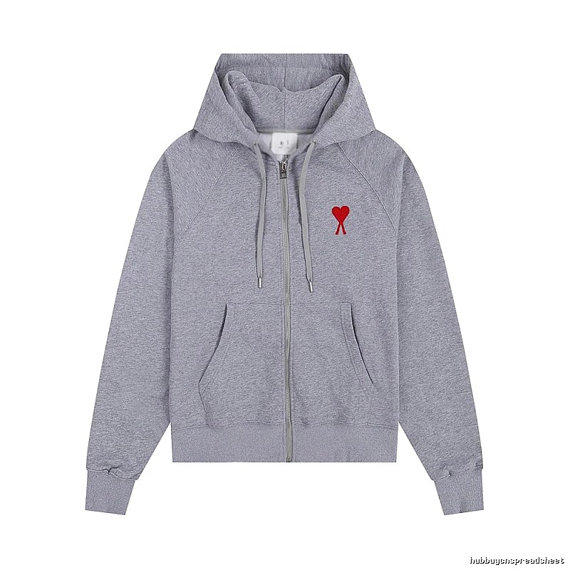 AMI Love Embroidery Grey Hoodie