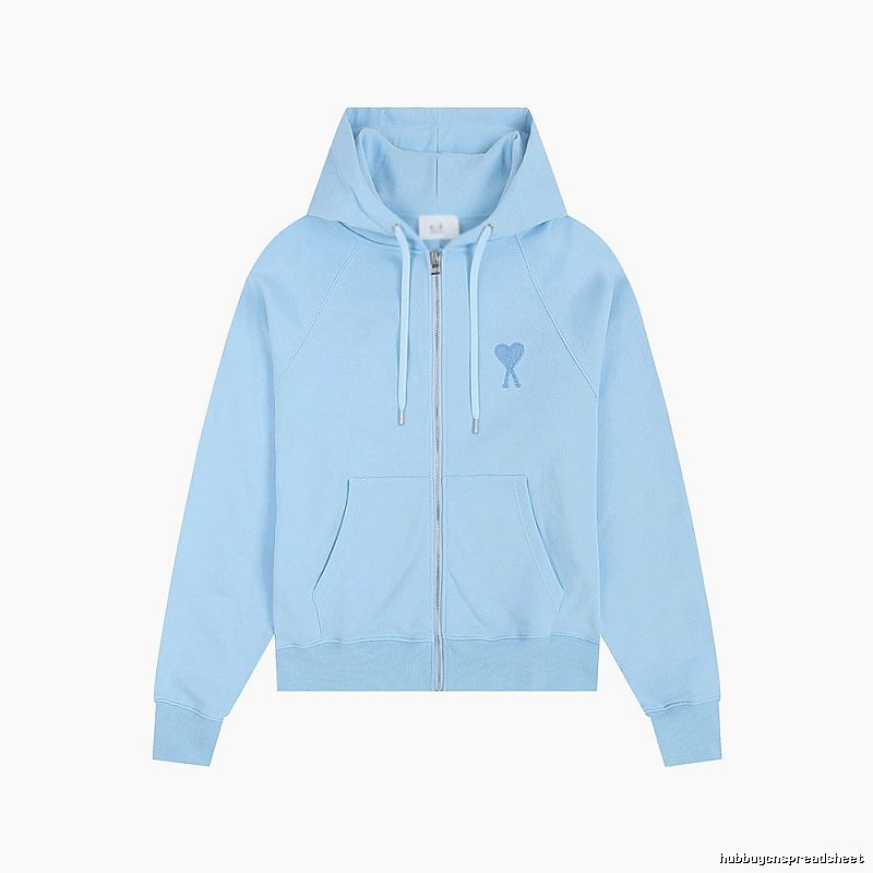 AMI Love Embroidery Light Blue Hoodie
