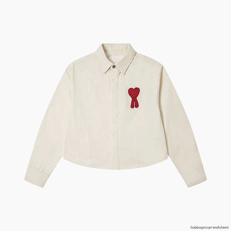AMI Love Embroidery Minimalist Style White Shirt