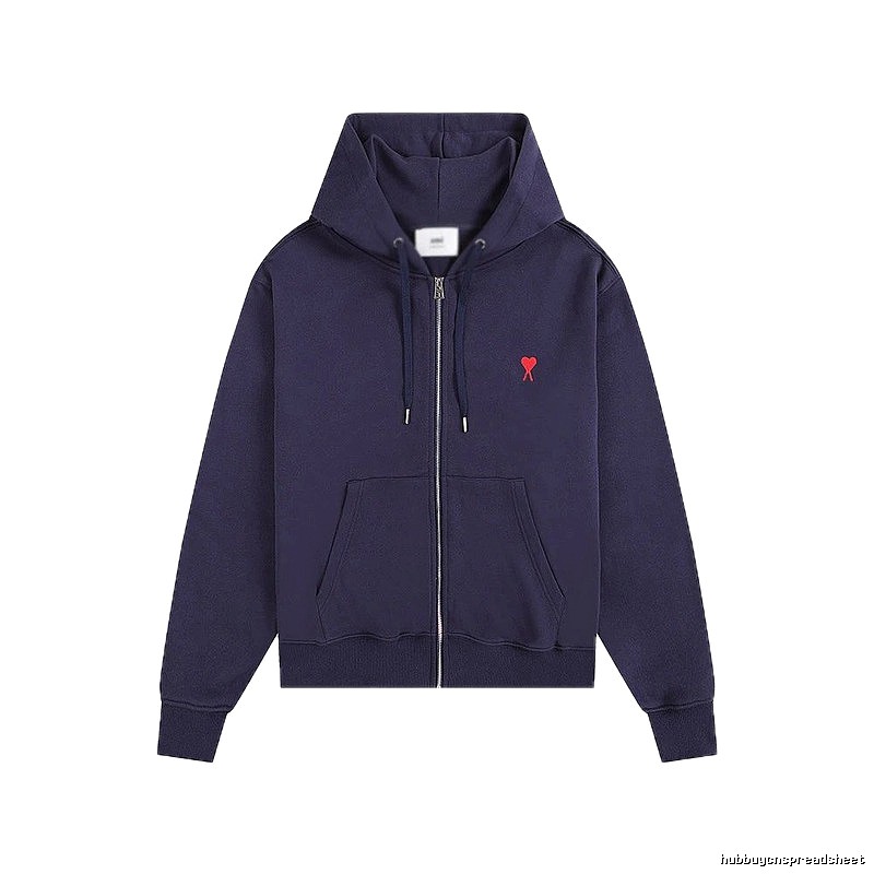 AMI Love Embroidery Style Dark Blue Hoodie