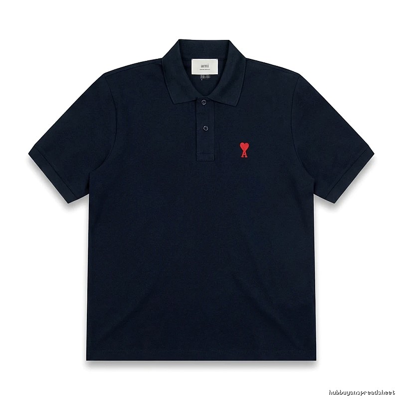 AMI Love Heart Logo Minimalist Style Polo Shirt