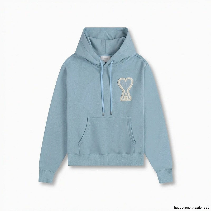 AMI Love Heart Pattern Light Blue Hoodie