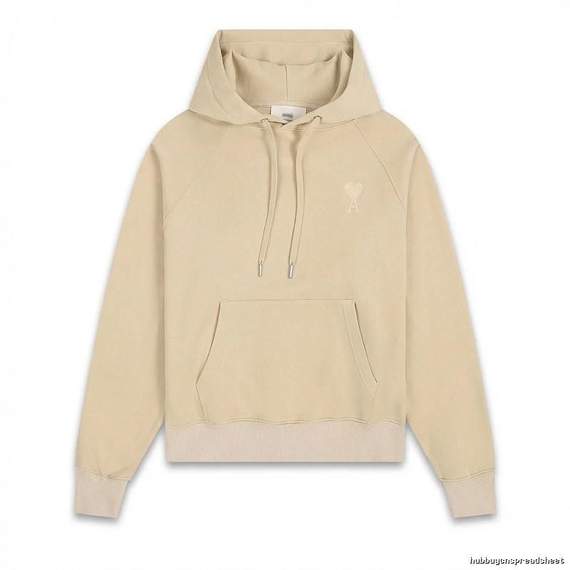 AMI Love Minimalist Style Beige Hoodie