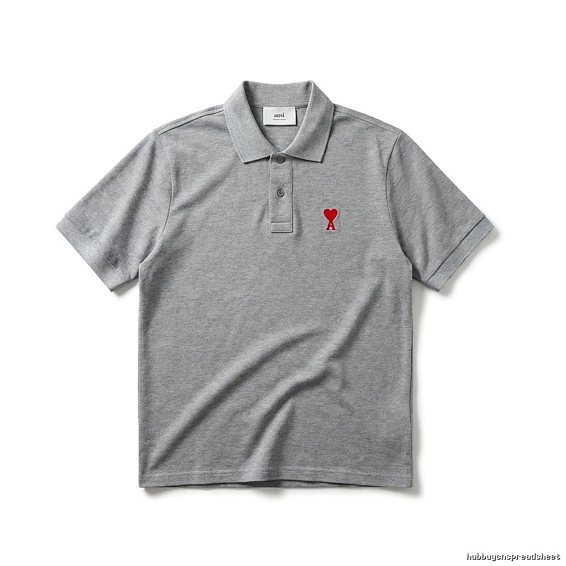 AMI Love Simple Grey Polo Shirt