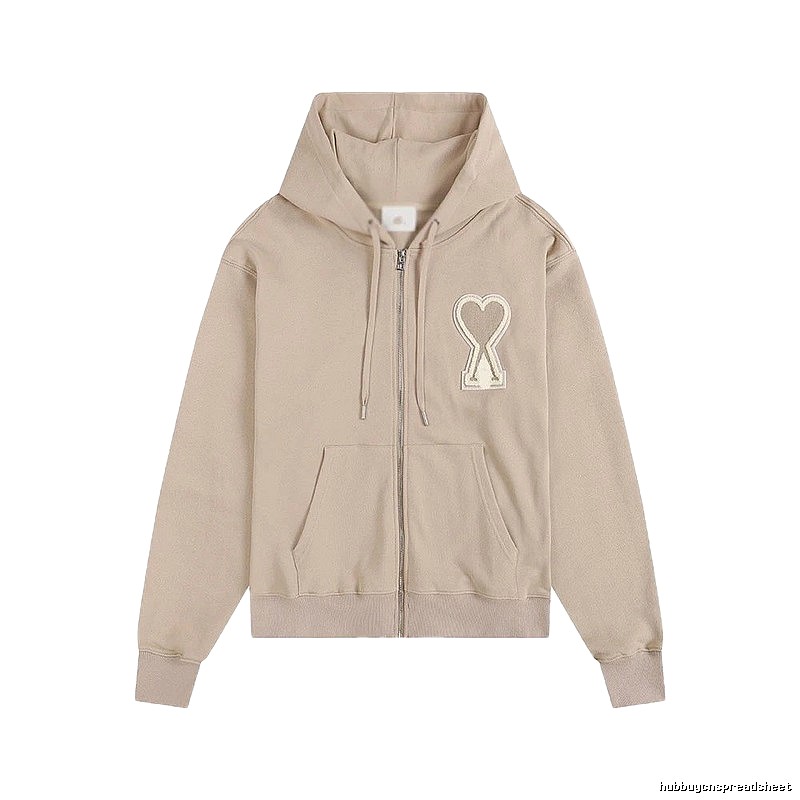 AMI Love Zipper Beige Sweatshirt