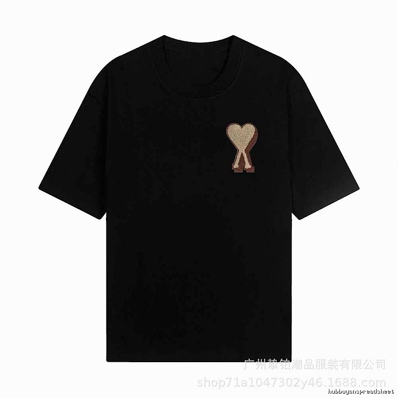 AMI Loving Heart Pattern Black T-shirt