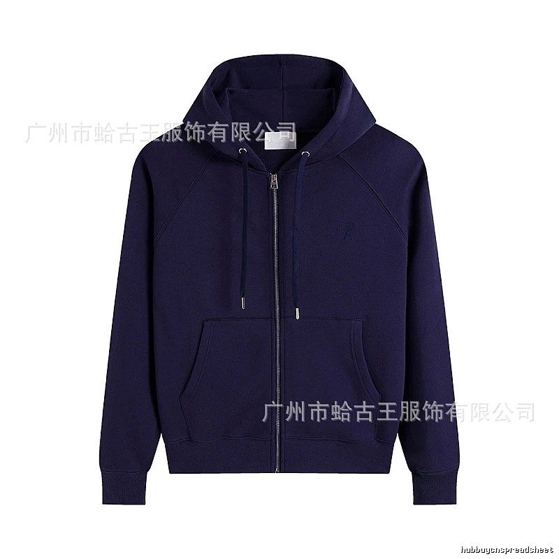 AMI minimalist style dark blue hoodie.