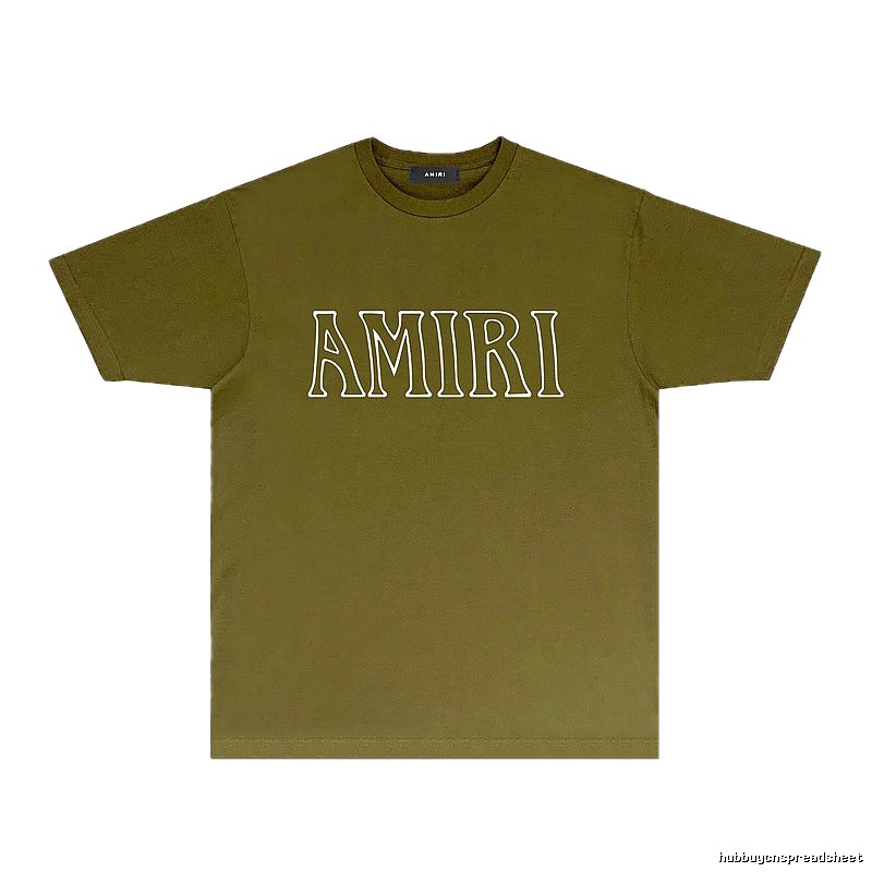 AMIRI Basic Style Trendy and Cool Olive Green T-shirt