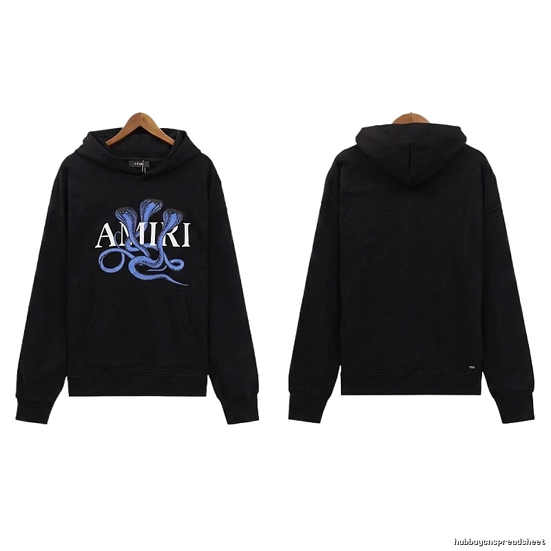 AMIRI Black Hoodie with Snake Print