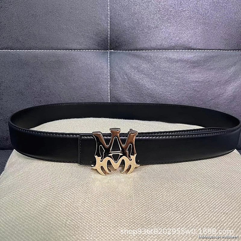 Amiri Classic Logo belt Black Belt Metallic for Daily Styling