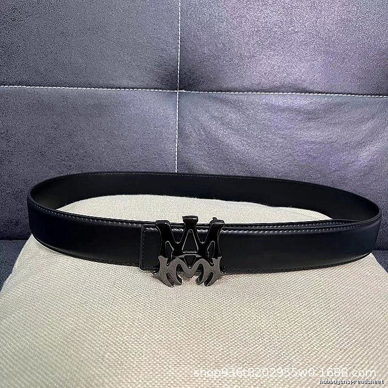 Amiri Travel Logo belt Black Belt Metallic with Modern Look