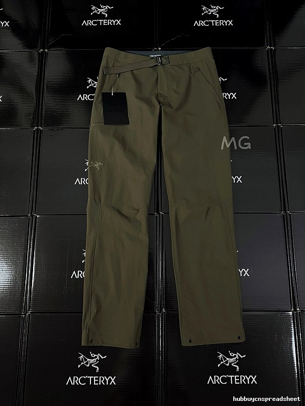 Arc'teryx Olive Technical Straight Pants with clean outdoor profile and subtle performance logo