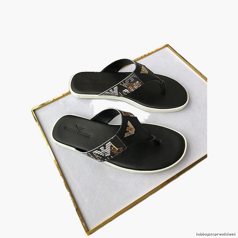 Armani Trendy Brand Printed Light Luxury Style Black Flip-Flops