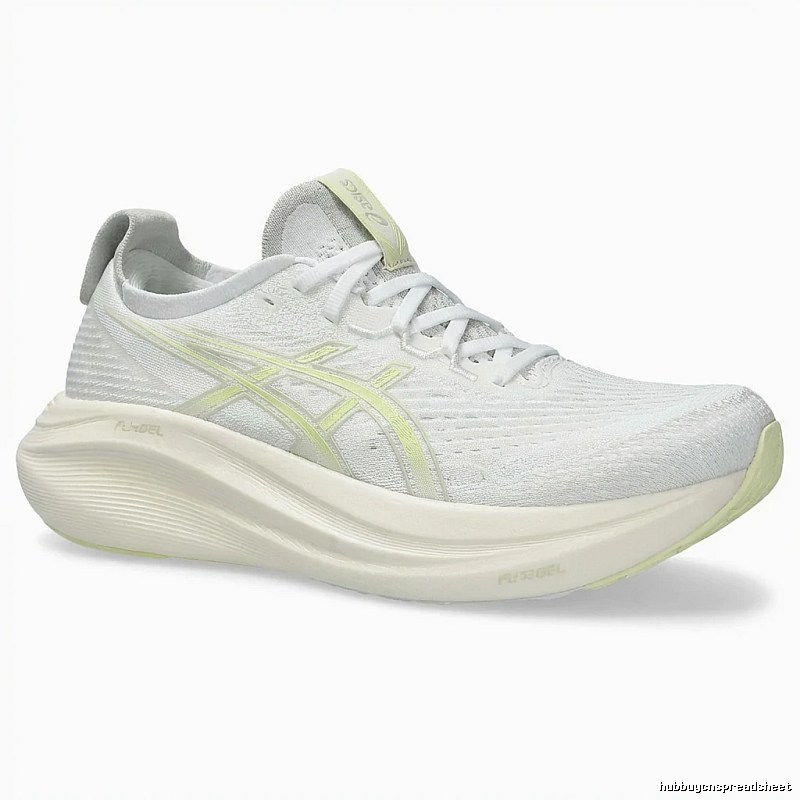 ASICS Racing Style White and Green Running Shoes