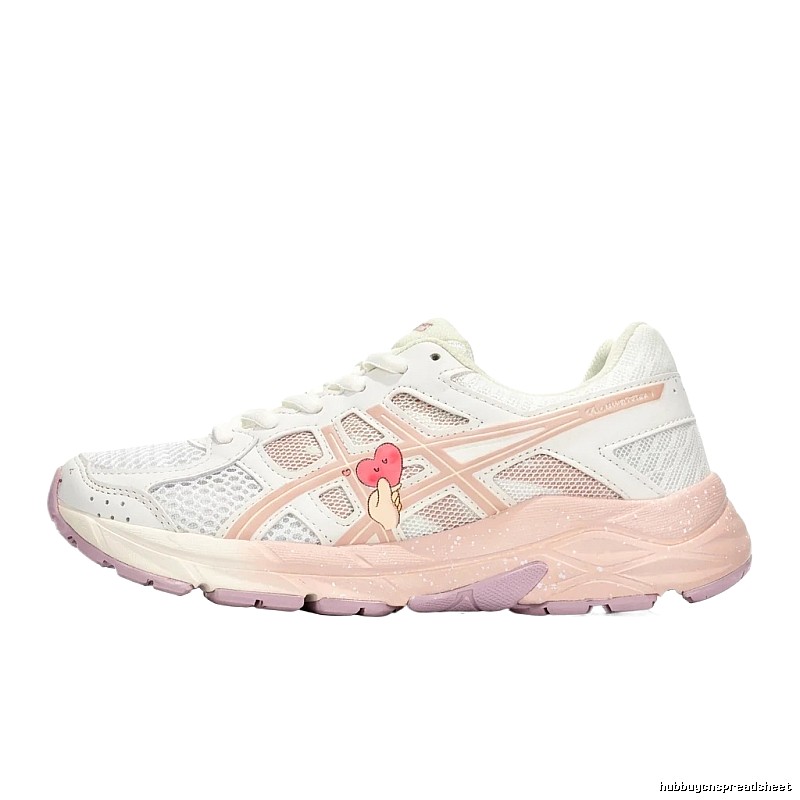 ASICS retro-style white and pink sports shoes