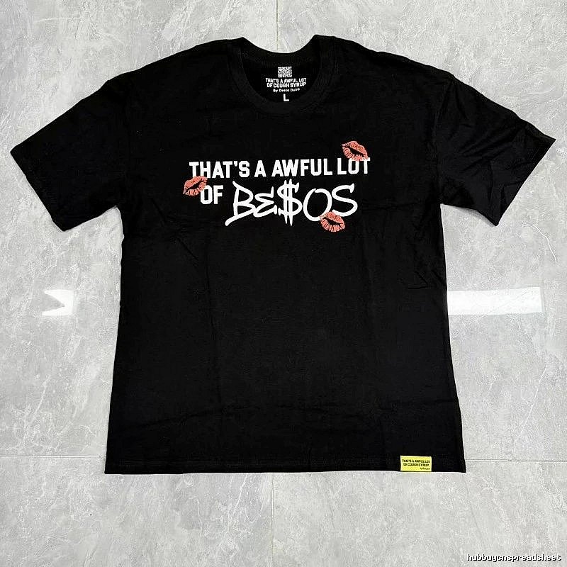 AWFUL LOT Lip Print Street Style Black T-shirt