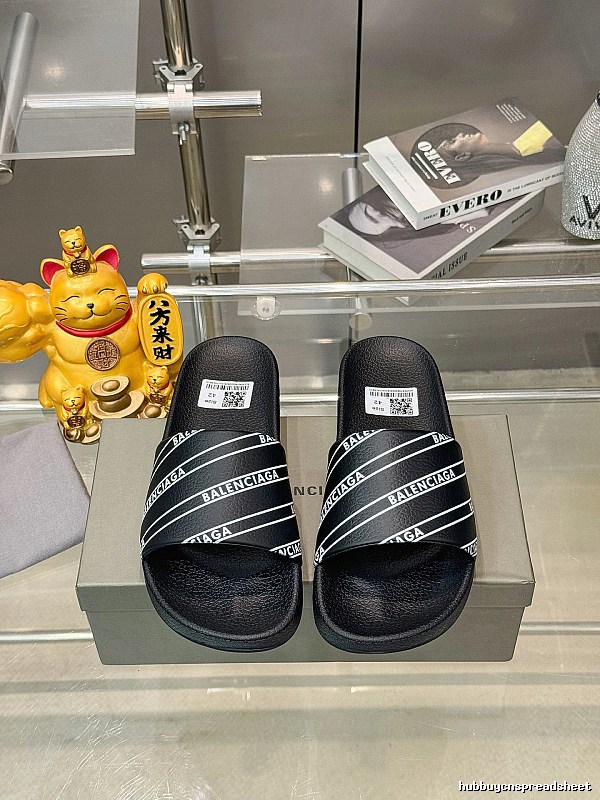 Balenciaga Black Twill Letter Streetwear Slides