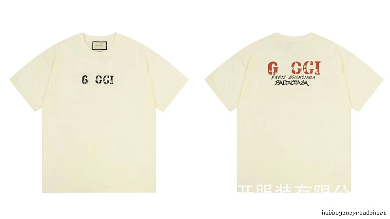 Balenciaga Co-branded Distressed-style Off-white Short Sleeve T-Shirt