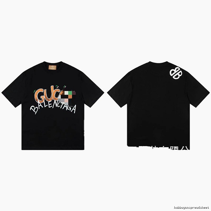 Balenciaga Co-branded Graffiti-Style Black Short-Sleeve T-Shirt