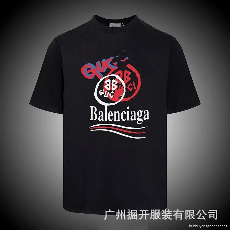 Balenciaga Co-branded Graffiti-style Black T-shirt