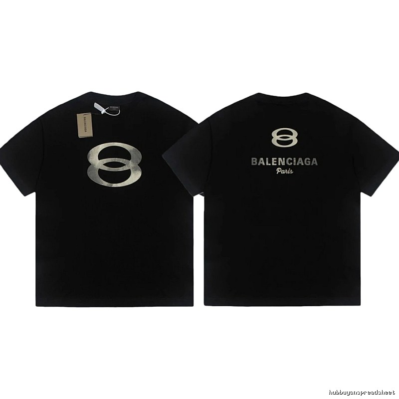 Balenciaga Distressed Double Ring Street Style Black Short Sleeve T-Shirt