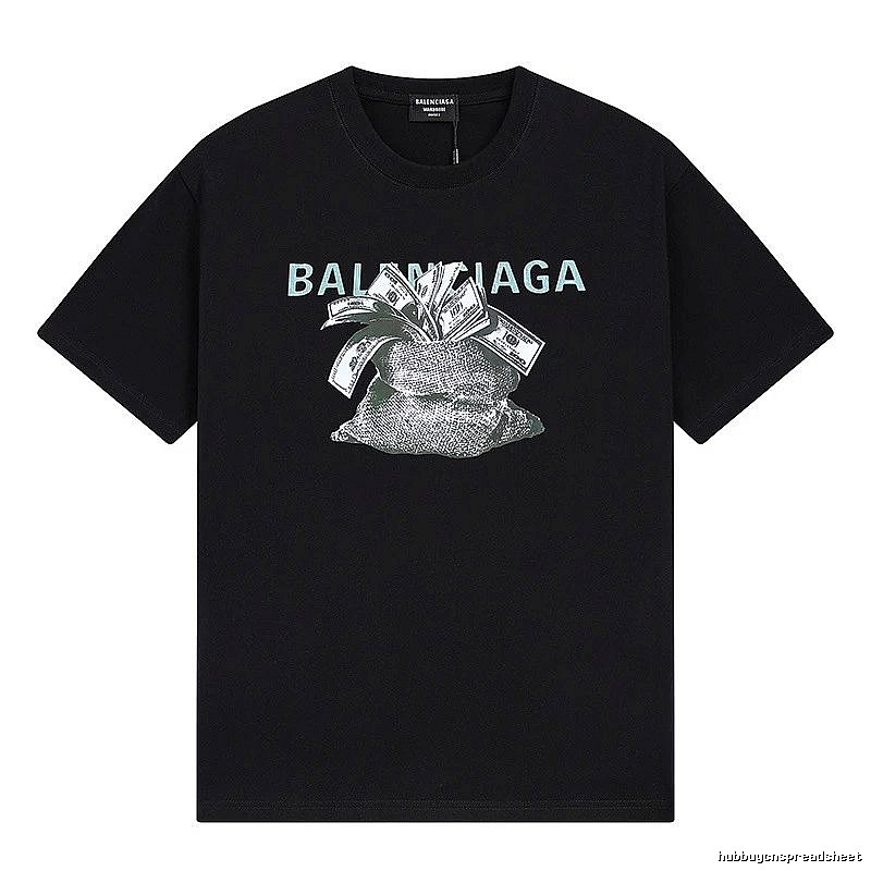 Balenciaga Dollar Print Street Style Black T-Shirt