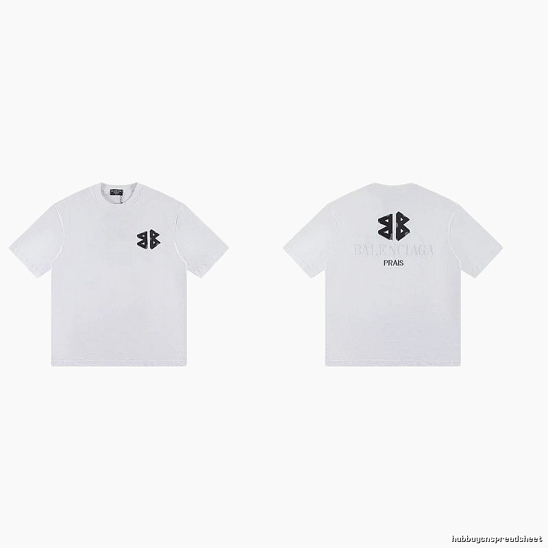 Balenciaga Double-B Print Street Style White T-Shirt