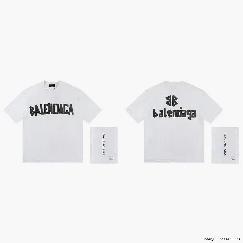 Balenciaga Double B Printed Street Style White T-shirt
