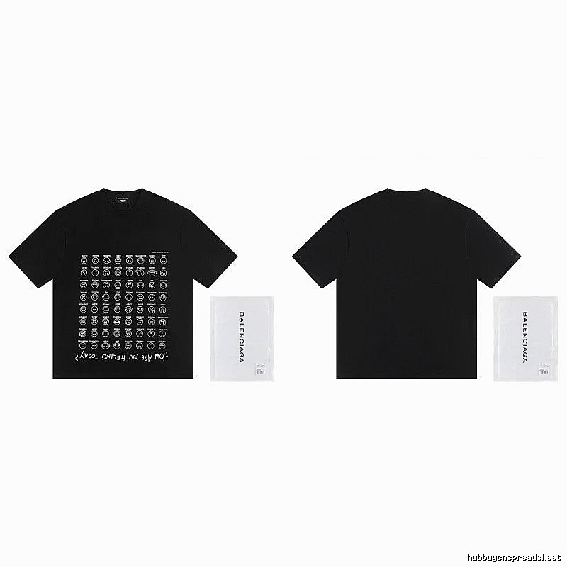 Balenciaga Emoji Printed Street Style Black T-Shirt