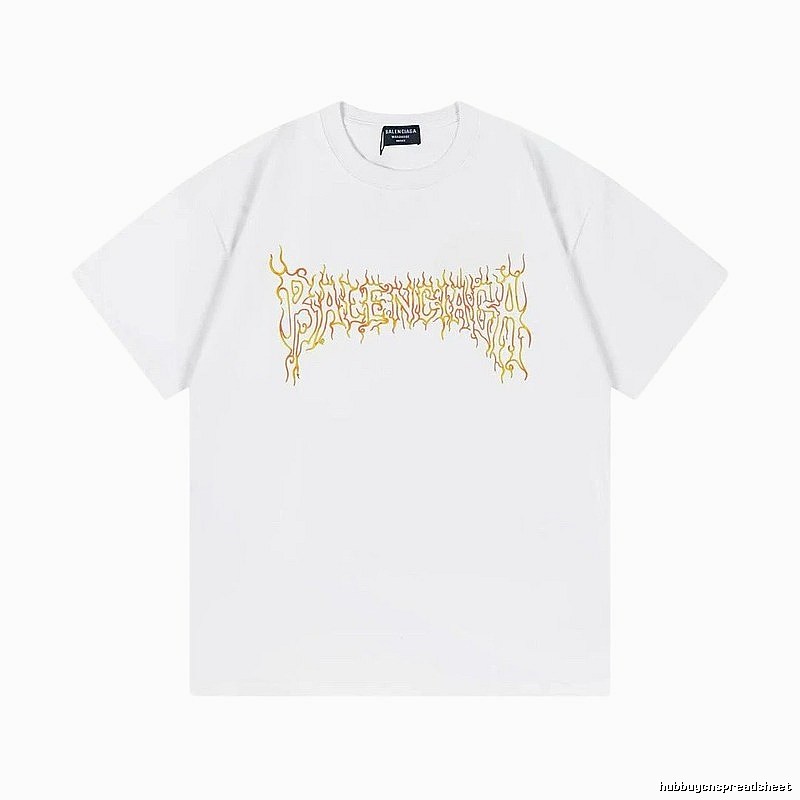 Balenciaga Gothic Style Flame Print White T-Shirt