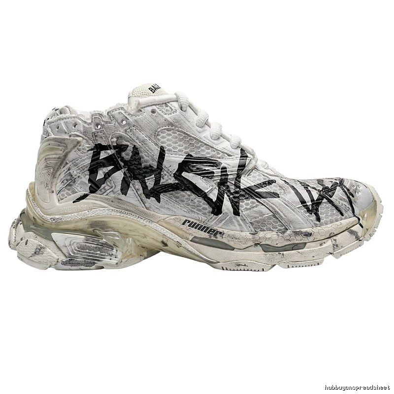 Balenciaga graffiti-style white shoes