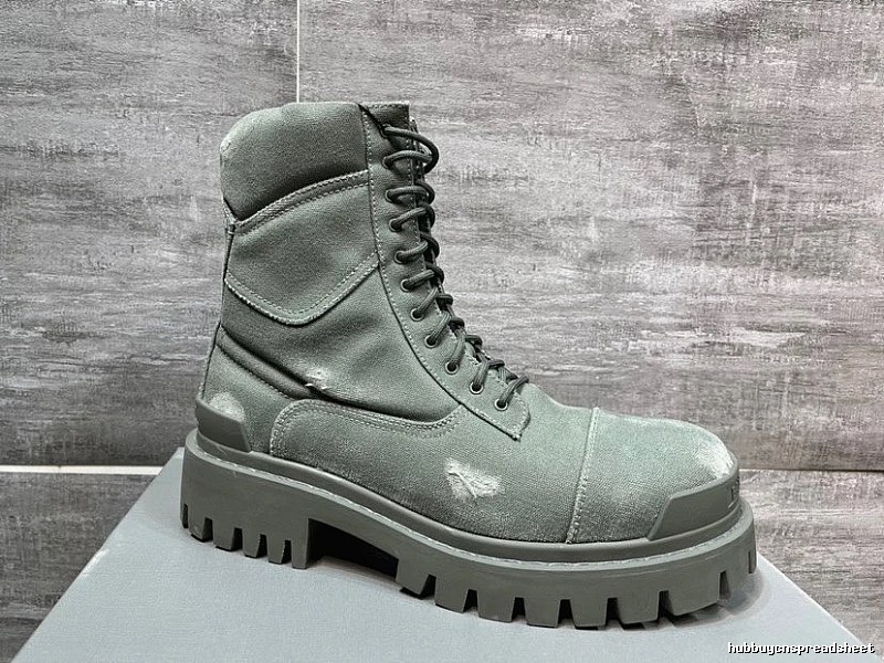 Balenciaga Gray Lace-up Boot Combat Boot for Streetwear Looks