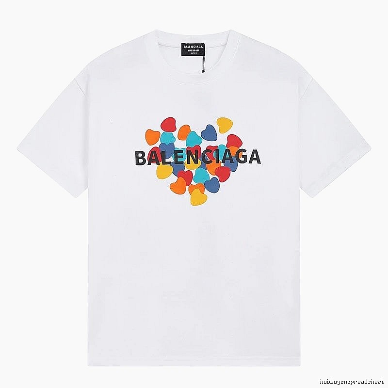 Balenciaga Heart Print Streetwear Brand White T-Shirt
