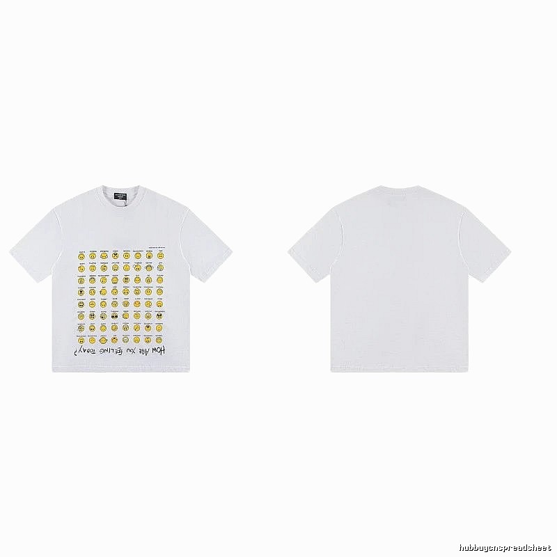 Balenciaga Smiley Face Printed Street Style White T-shirt