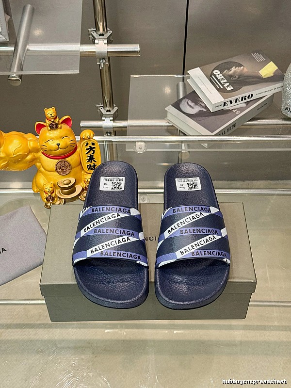 Balenciaga Style Letter Streetwear Navy Blue Slides