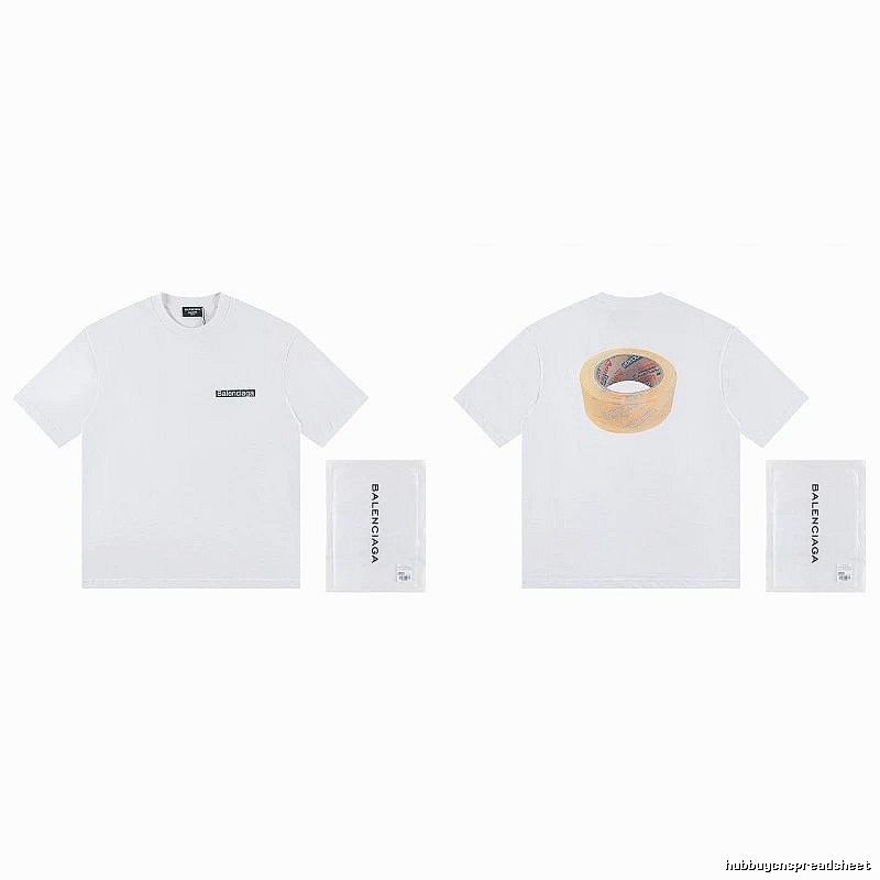 Balenciaga Tape Print Streetwear White T-Shirt