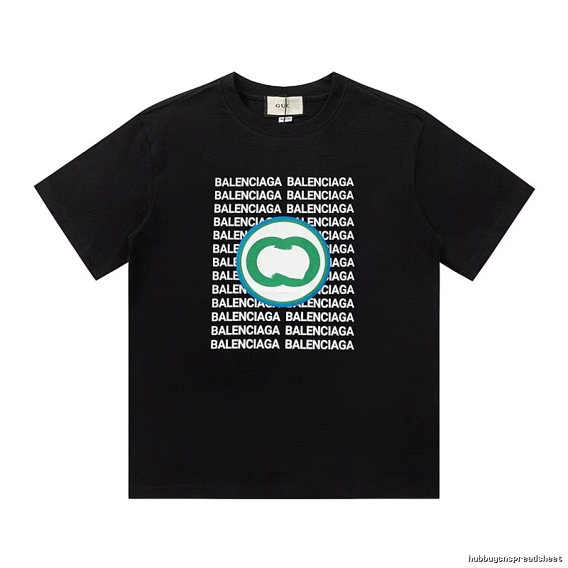 Balenciaga Trendy All-over Print Black Short-sleeve T-shirt