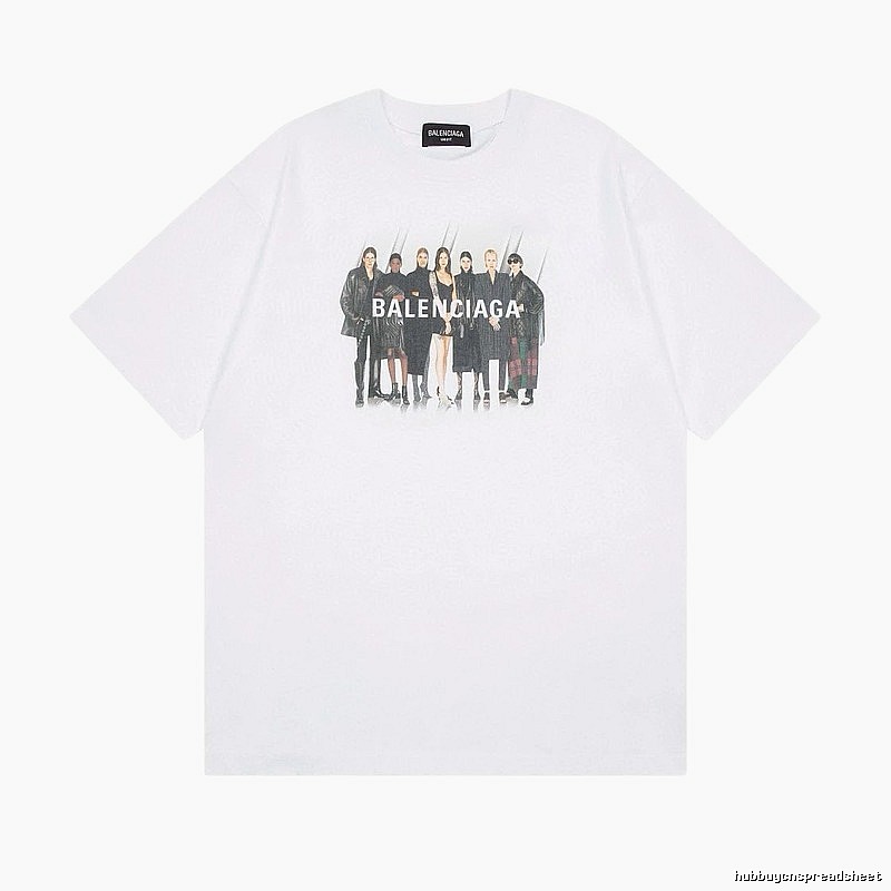 Balenciaga Trendy and Cool Style Portrait Print White T-shirt
