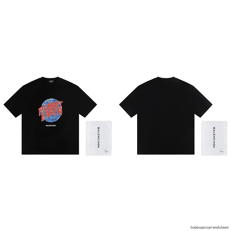 Balenciaga Trendy Black Short-sleeve T-shirt with Earth Print